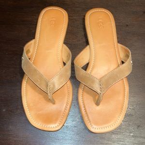 UGG tan leather flat sandals